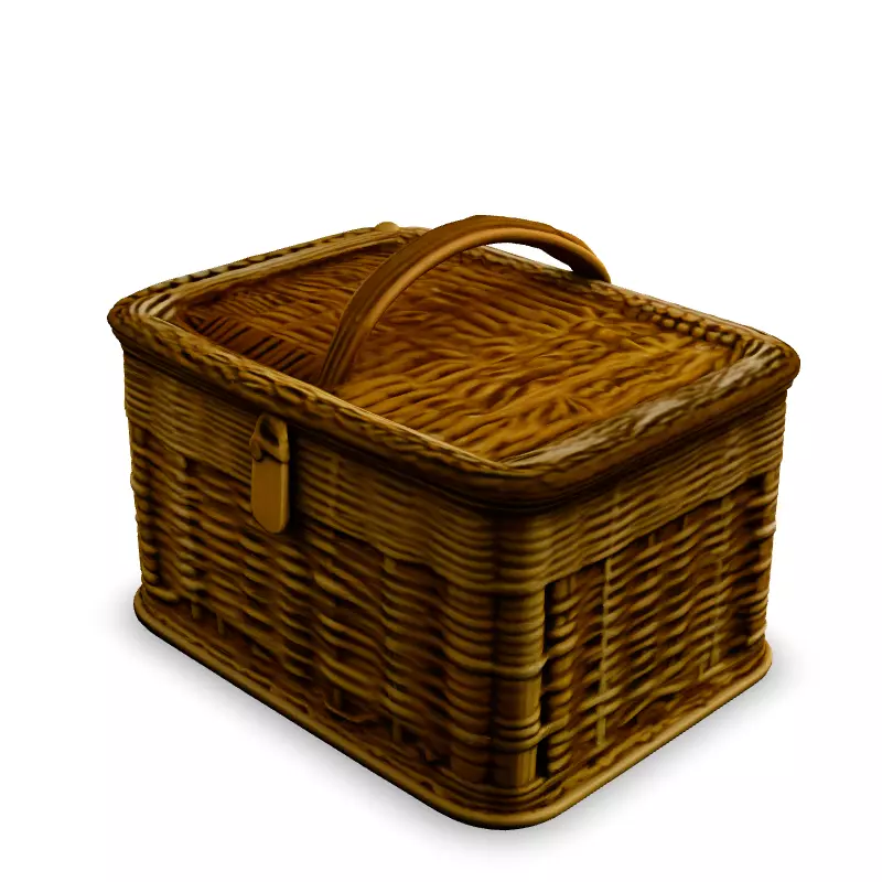 Realistic Wicker Picnic Basket 3D Model Low-poly 3D model_1