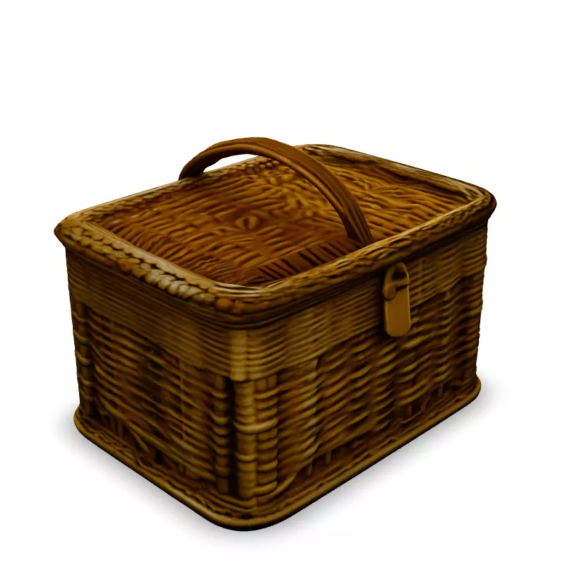 Realistic Wicker Picnic Basket 3D Model Low-poly 3D model_2