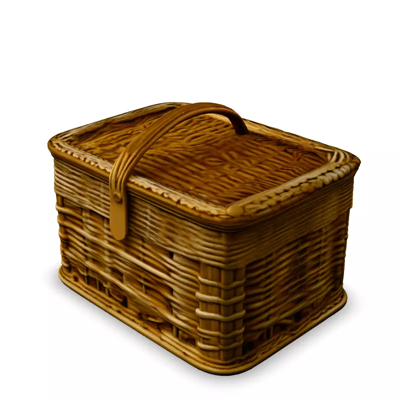 Realistic Wicker Picnic Basket 3D Model Low-poly 3D model_5