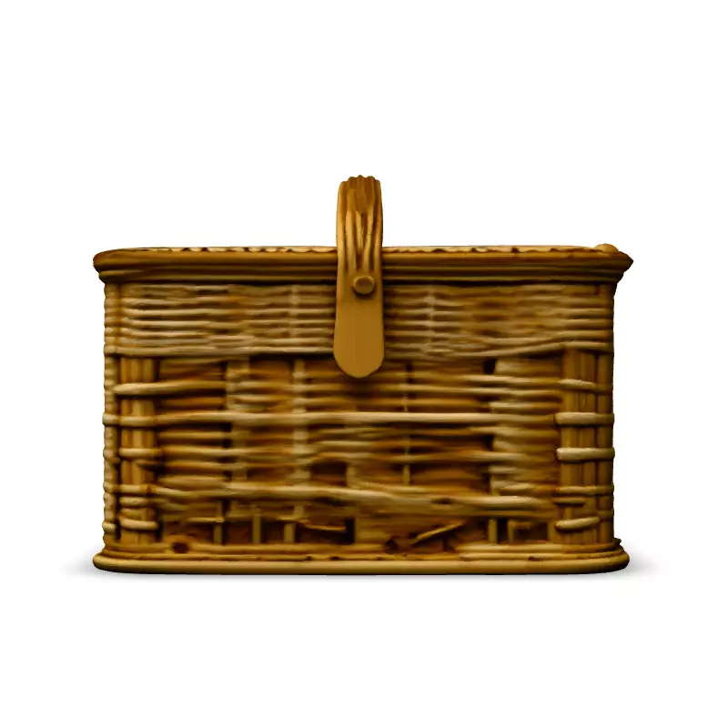 Realistic Wicker Picnic Basket 3D Model Low-poly 3D model_6