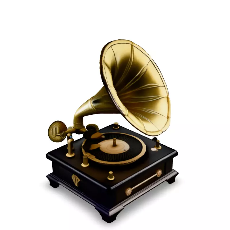 Vintage Gramophone 3D Model Low-poly 3D model_2