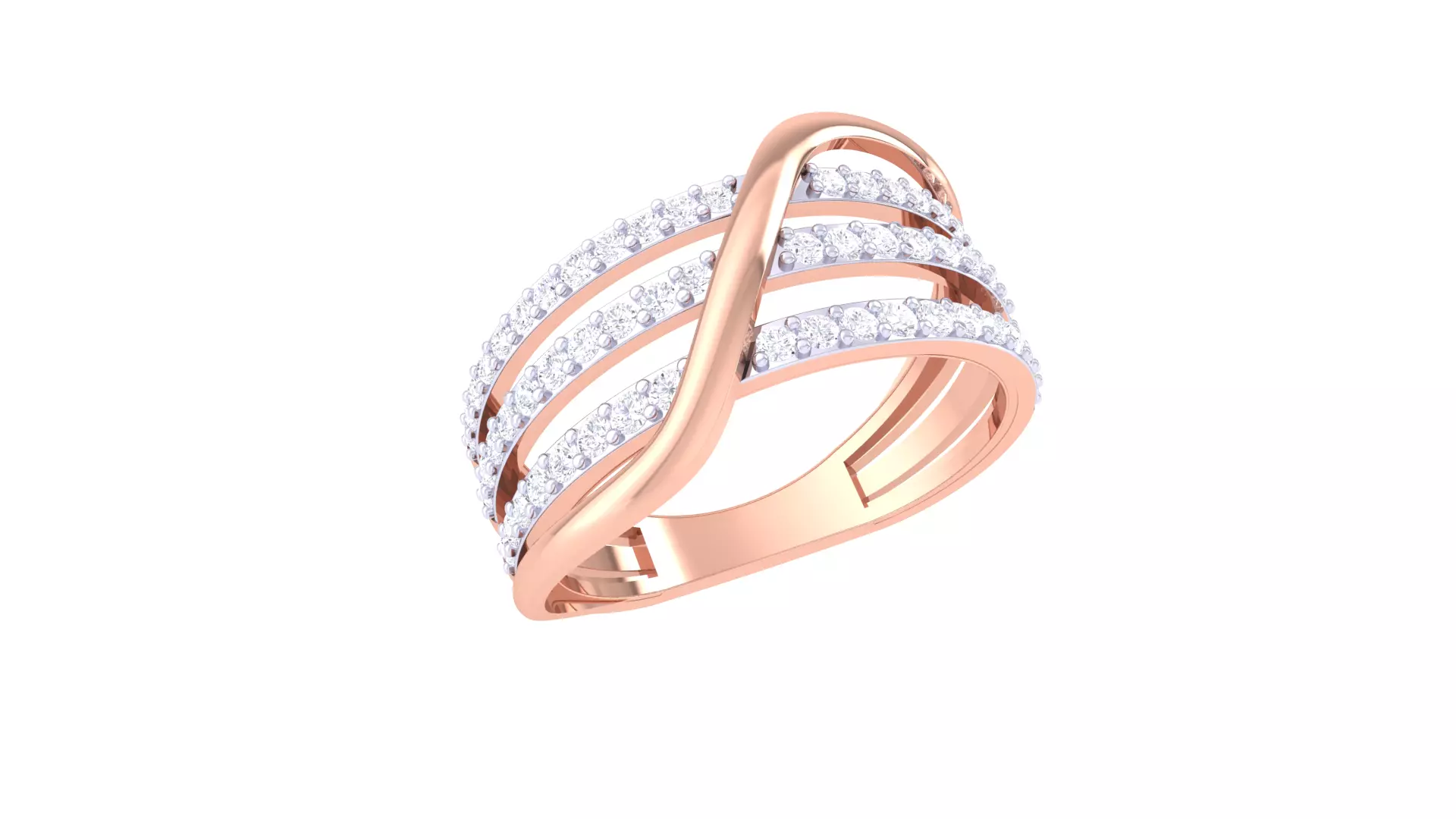 Criss-Cross Diamond Elegance Ring 3D print model
