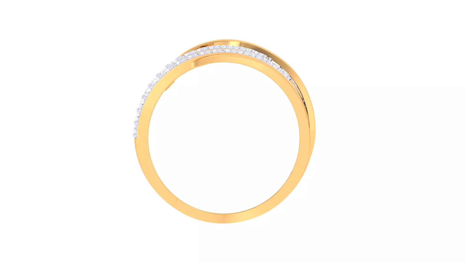 Triple Line Crossover Diamond Ring 3D print model_1