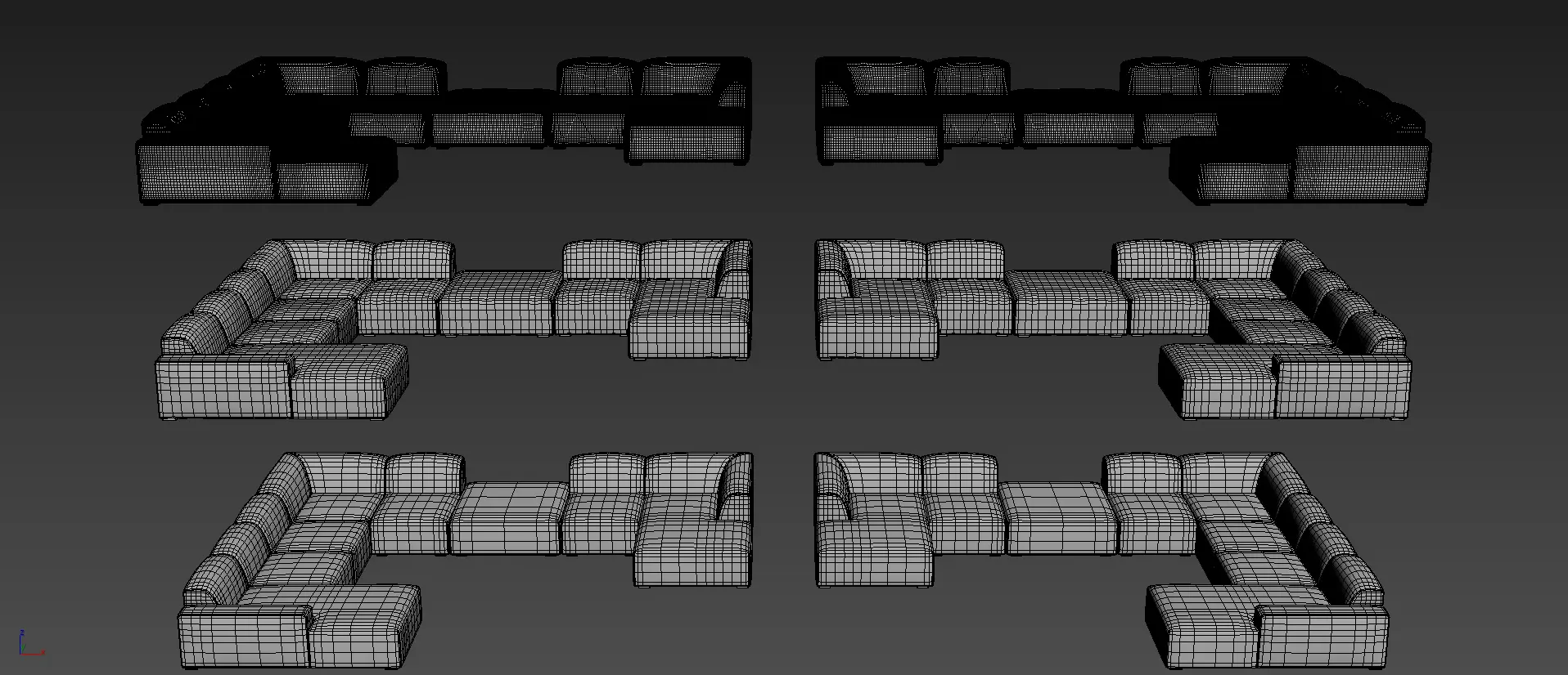Morgan Full Modular Sectional Low-poly 3D model_17