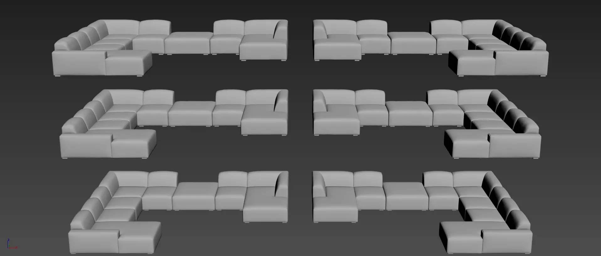 Morgan Full Modular Sectional Low-poly 3D model_16