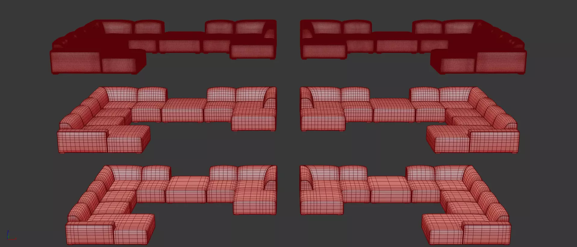 Morgan Full Modular Sectional Low-poly 3D model_19