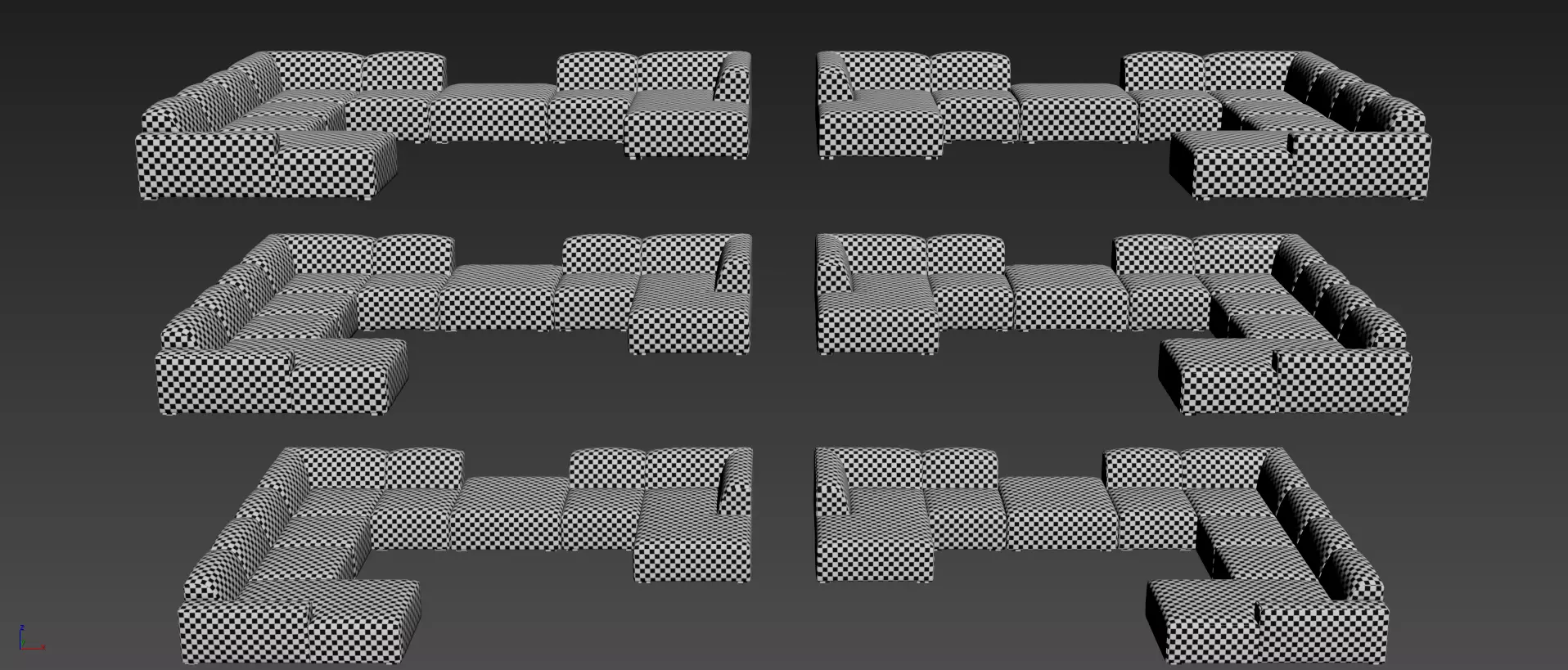 Morgan Full Modular Sectional Low-poly 3D model_20