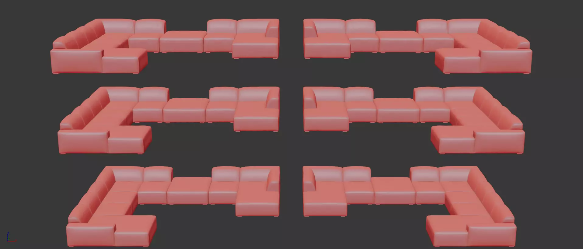 Morgan Full Modular Sectional Low-poly 3D model_18