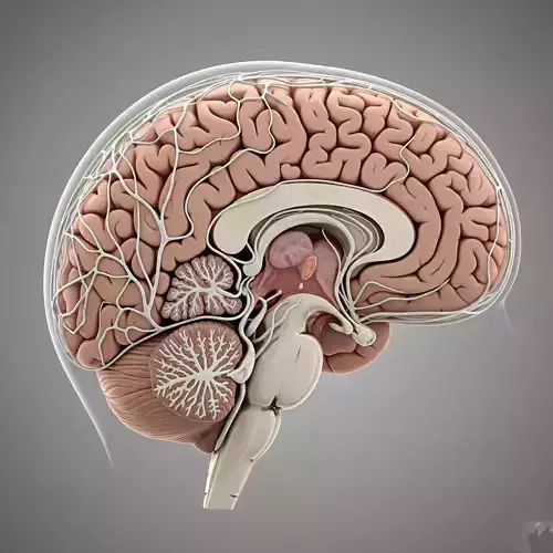 Anatomically Accurate Human Brain Cross-Section in 3D 3D model