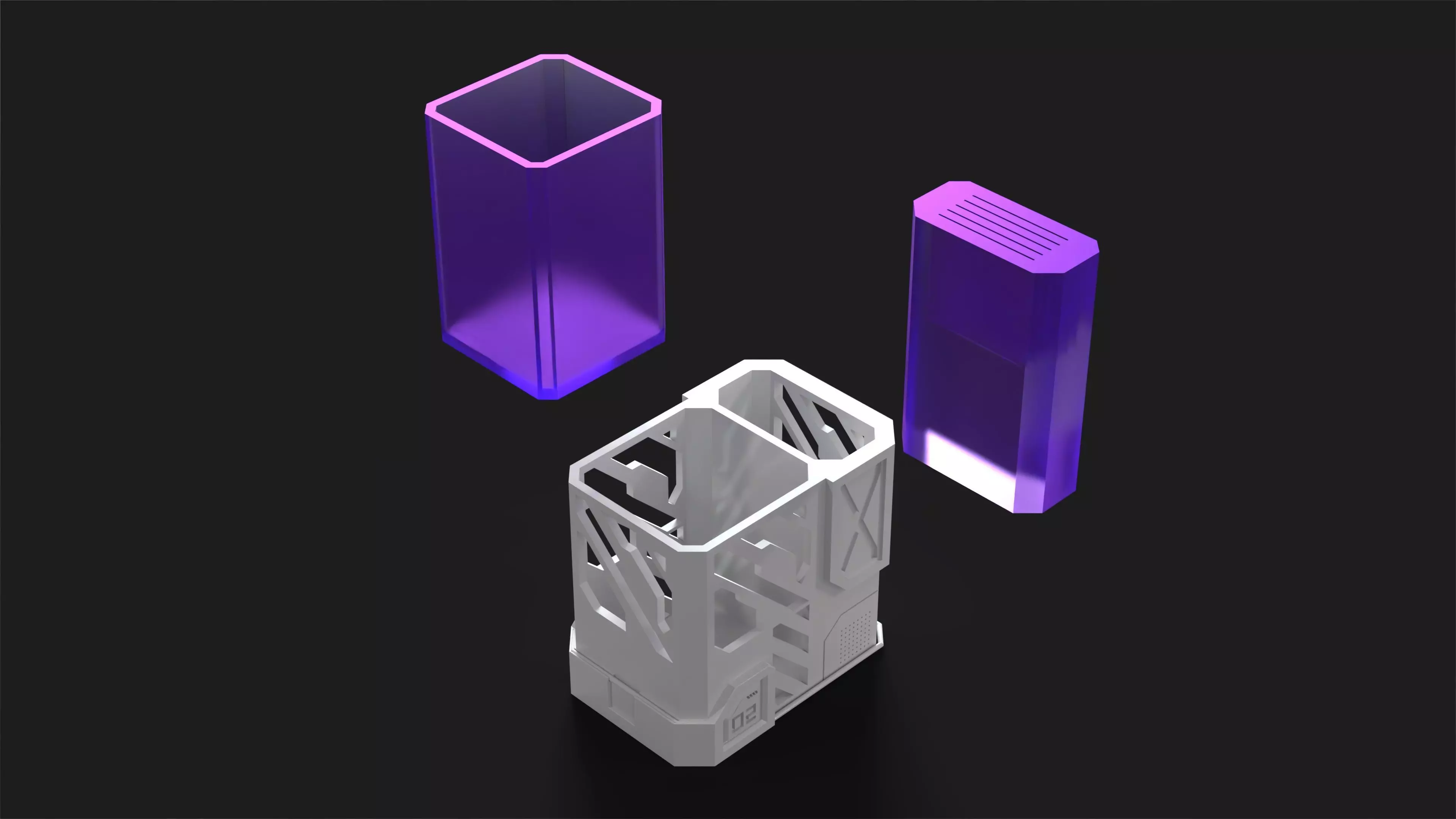 Pencil Holde CyberPunk 3D print model_5