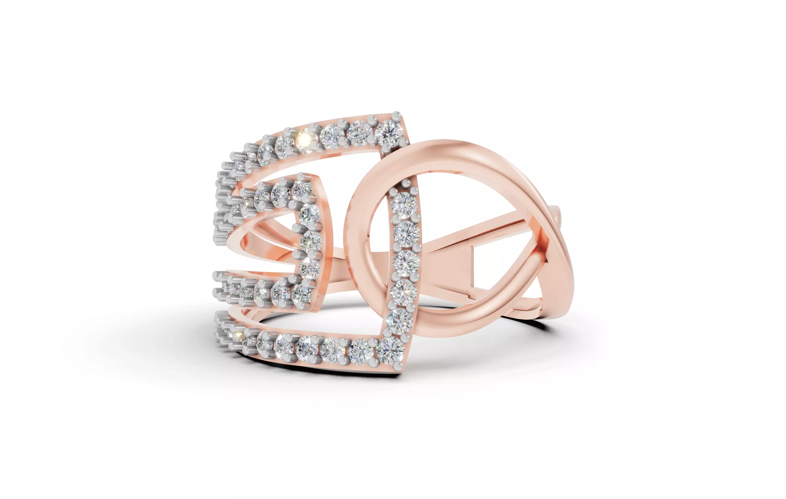 Geometric Grace Diamond Ring 3D print model_8