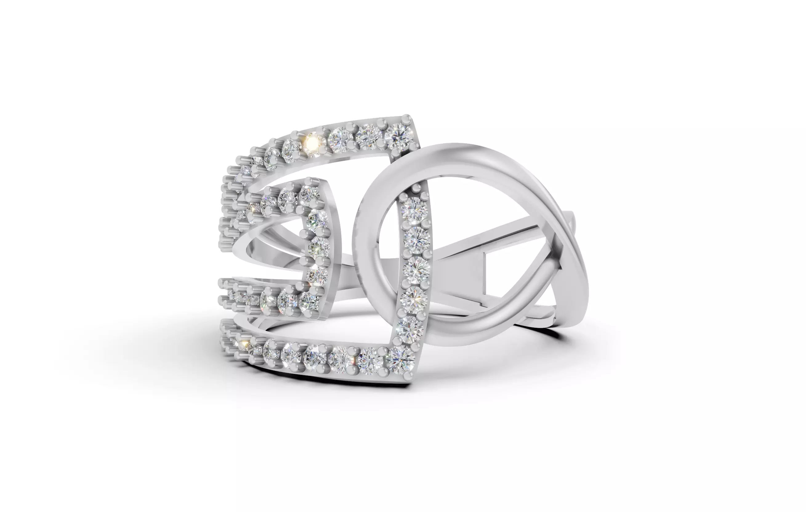 Geometric Grace Diamond Ring 3D print model_6