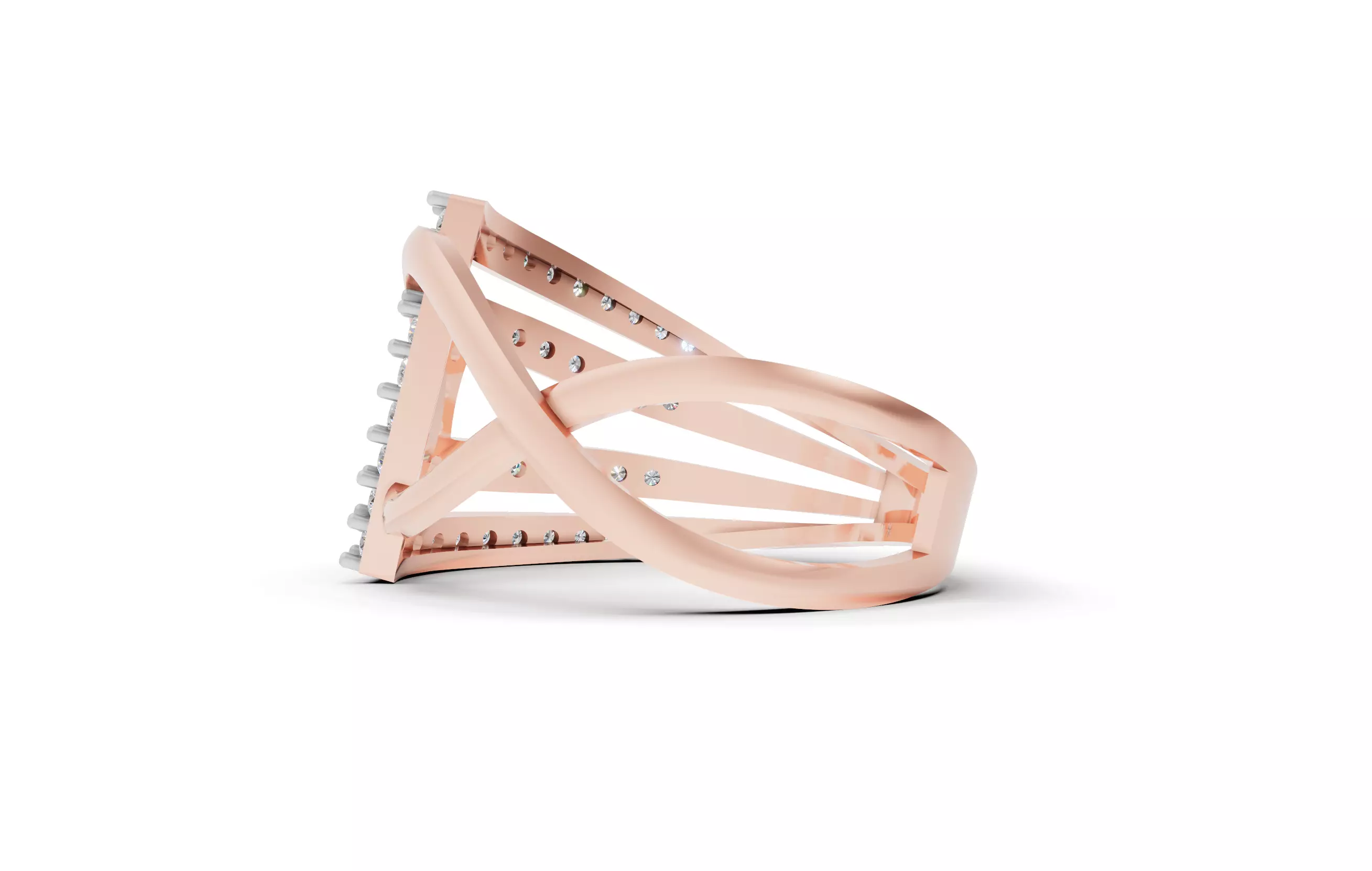 Geometric Grace Diamond Ring 3D print model_9