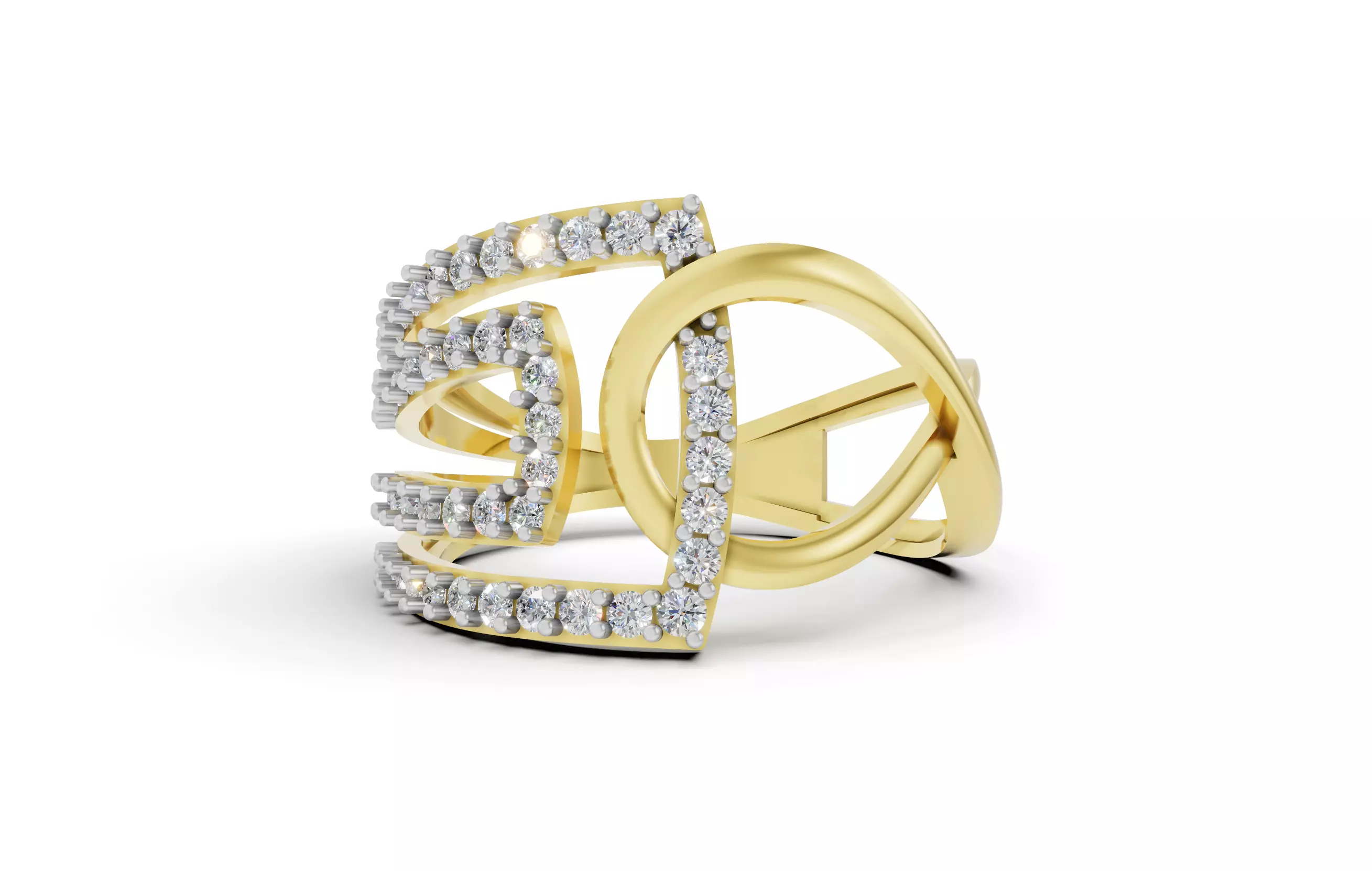 Geometric Grace Diamond Ring 3D print model_7