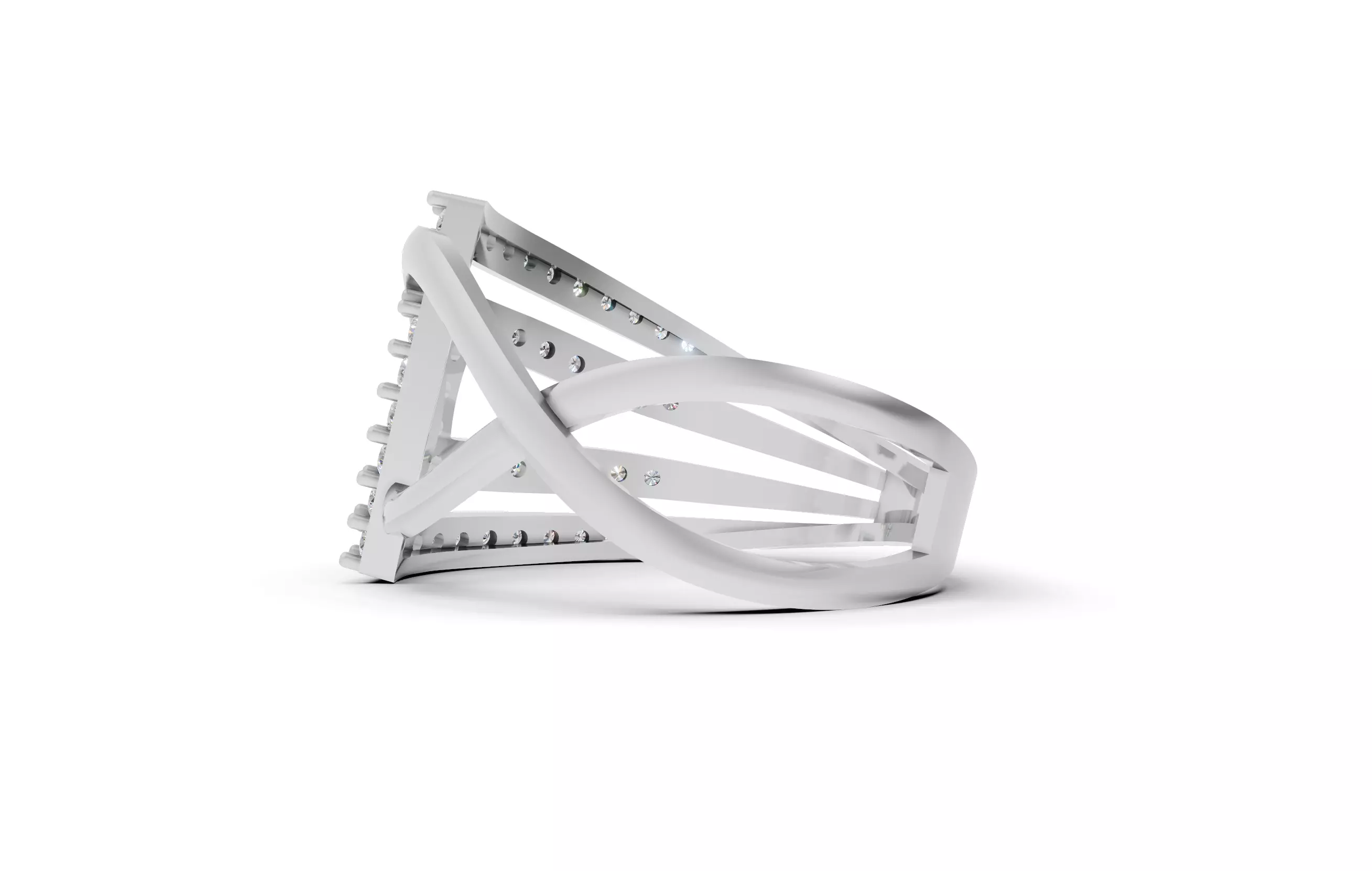 Geometric Grace Diamond Ring 3D print model_11