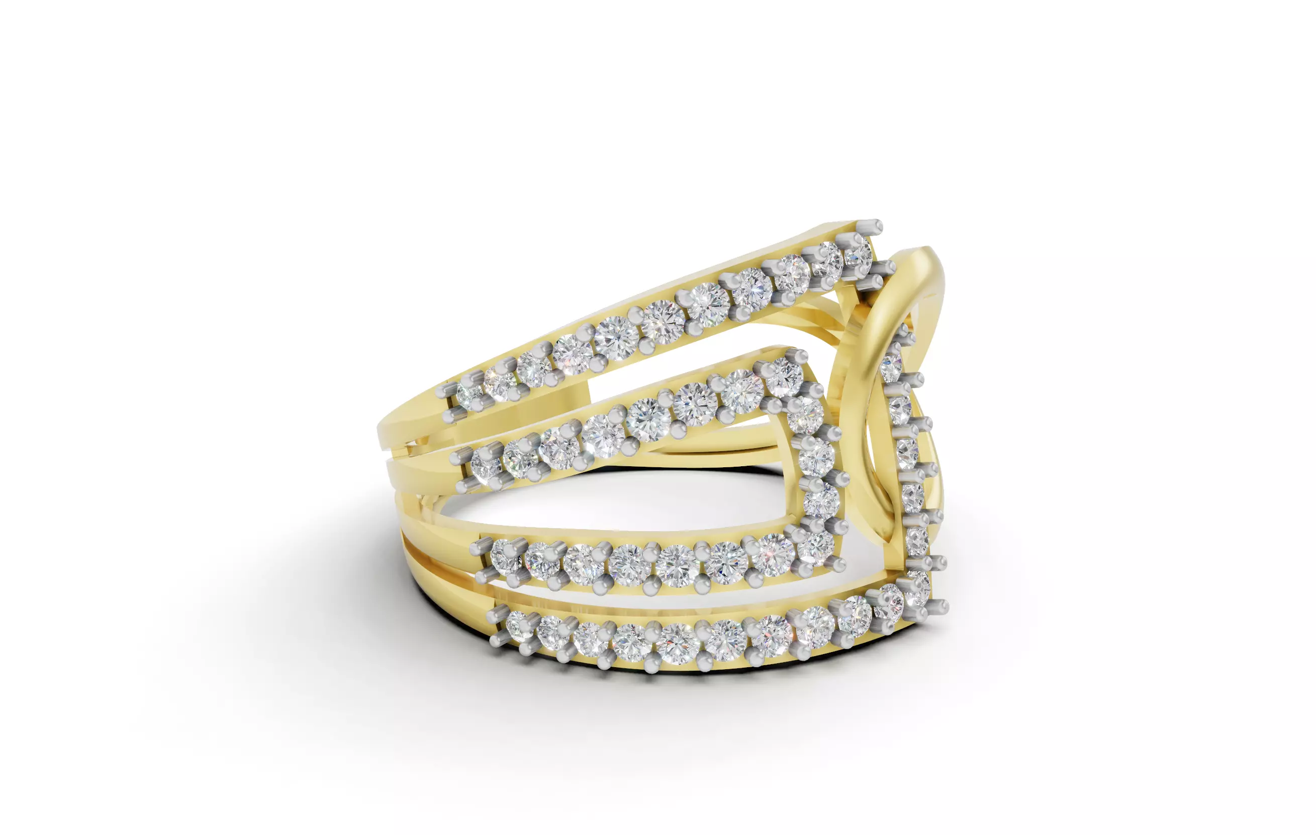 Geometric Grace Diamond Ring 3D print model_13