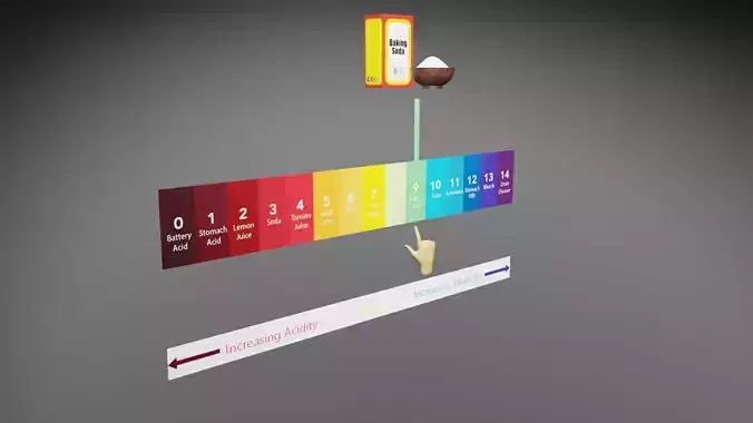 pH Scale 3D Model with Labels
