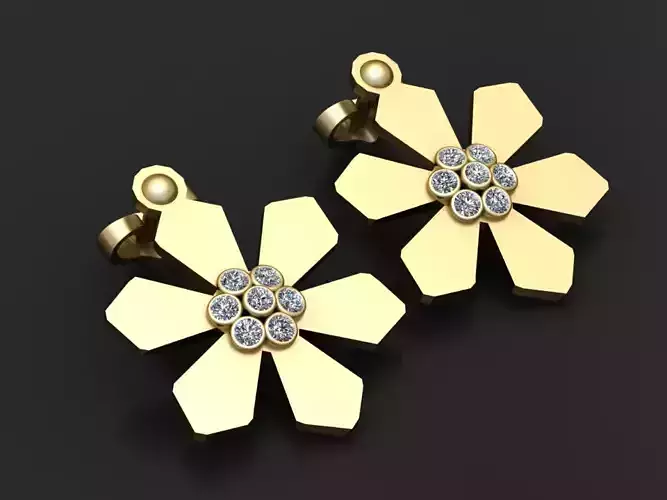 Earring Gold Pendant 3D Printable Model 