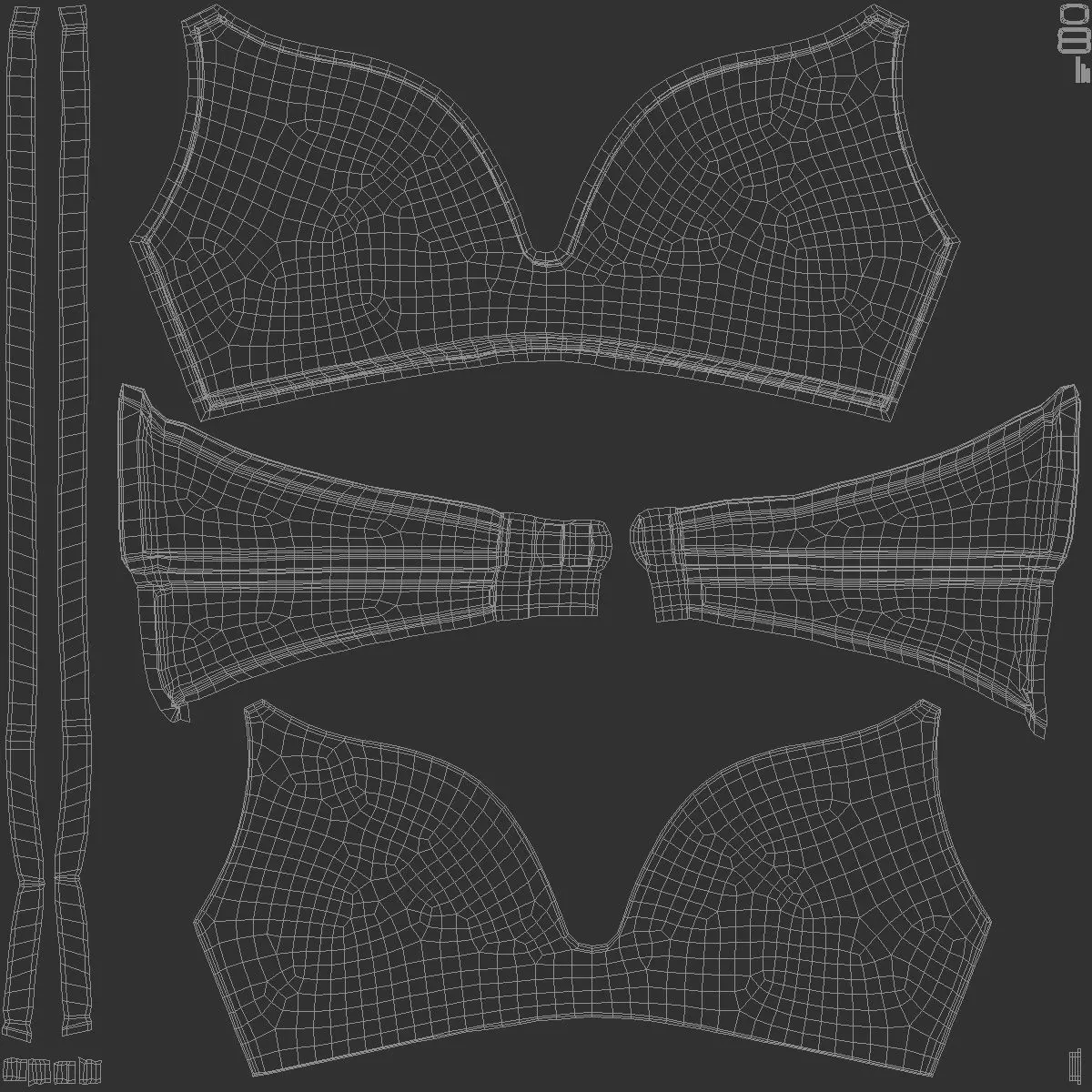 Womens Black Brassiere - female spandex lace brasserie 3D model_5