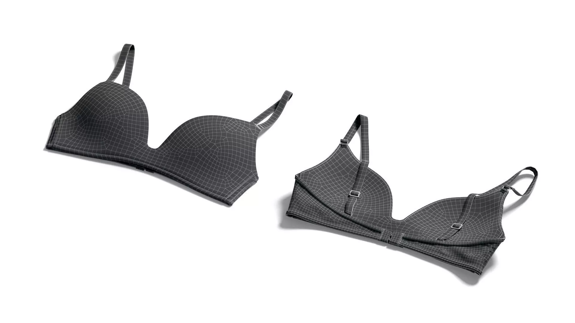 Womens Black Brassiere - female spandex lace brasserie 3D model_6