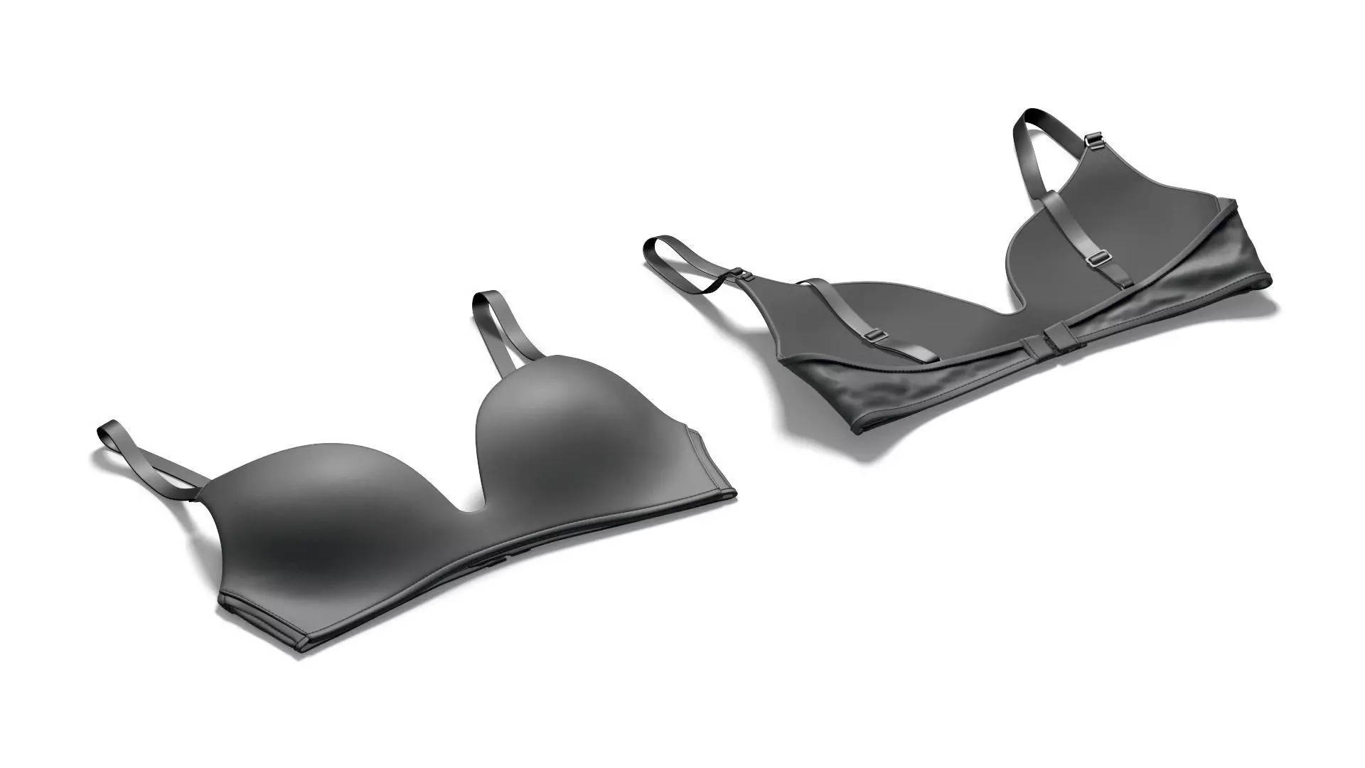 Womens Black Brassiere - female spandex lace brasserie 3D model_2