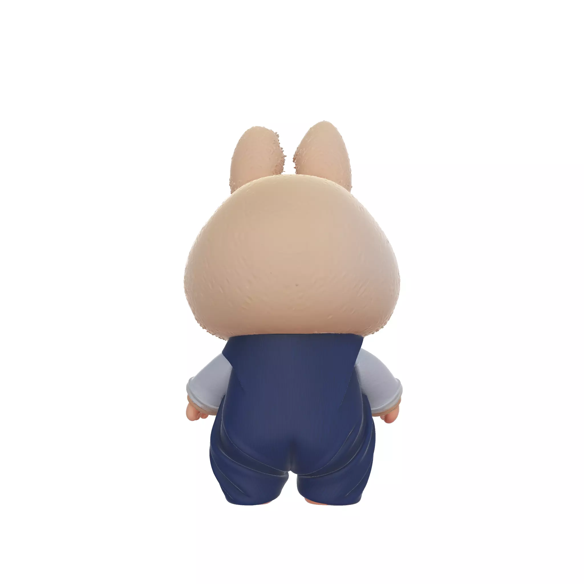 Chibi Labubu Monster Kid Cute Figurine with Overalls 3D print model_3