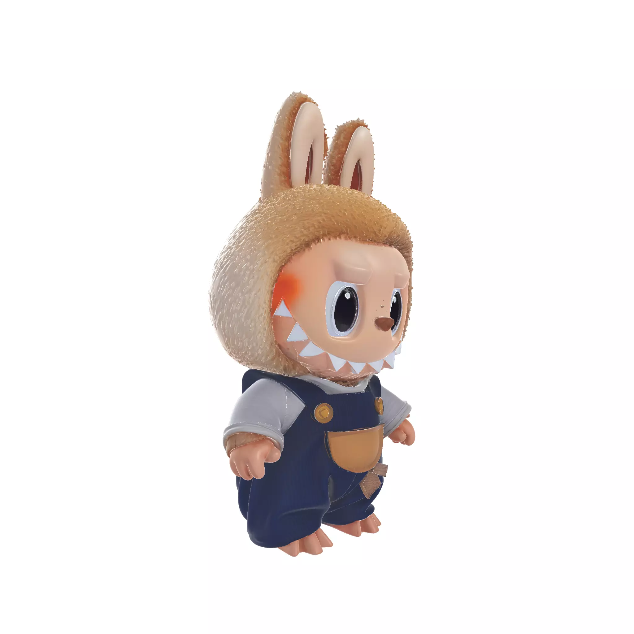 Chibi Labubu Monster Kid Cute Figurine with Overalls 3D print model_1