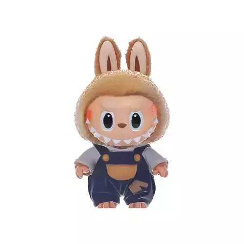 Chibi Labubu Monster Kid Cute Figurine with Overalls