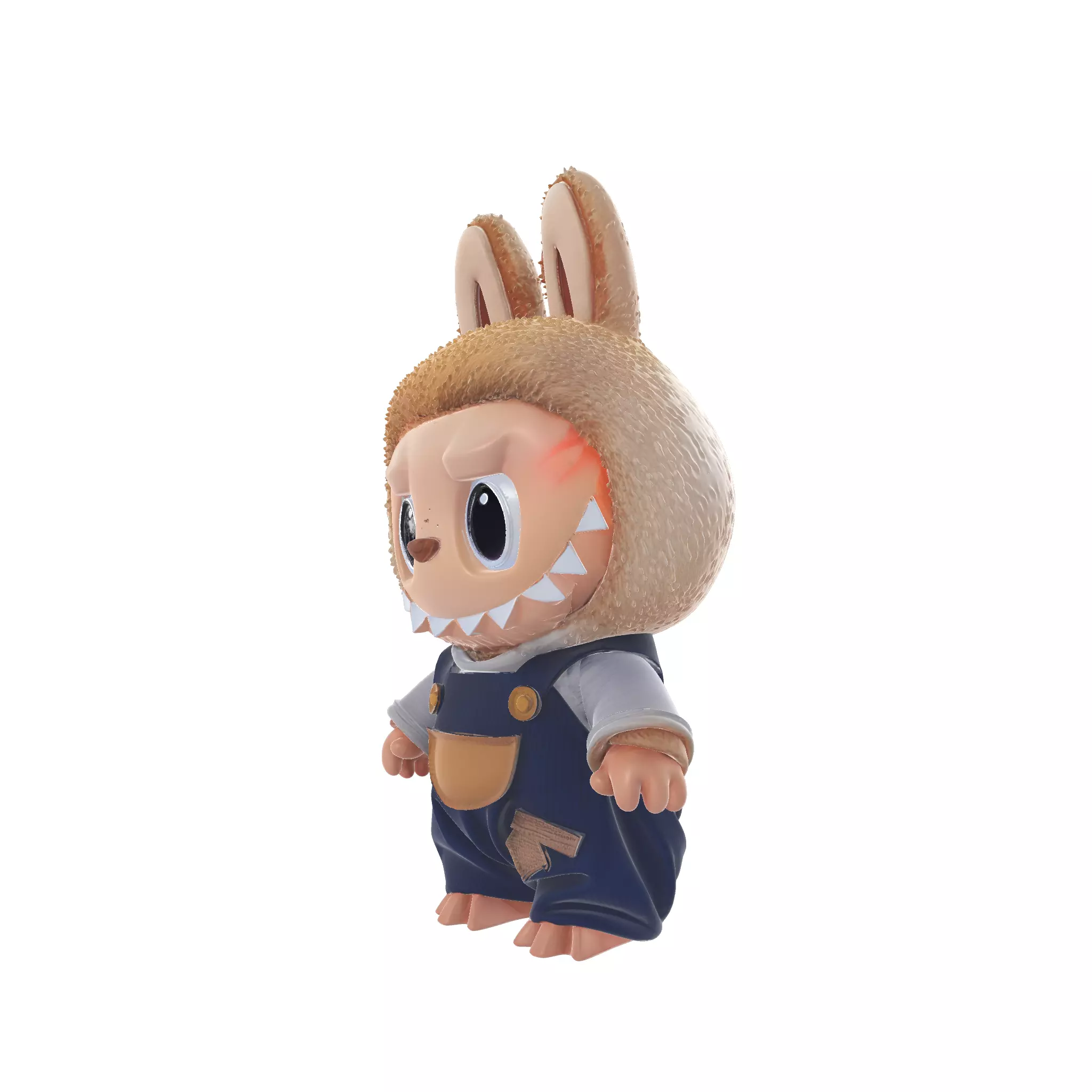 Chibi Labubu Monster Kid Cute Figurine with Overalls 3D print model_2