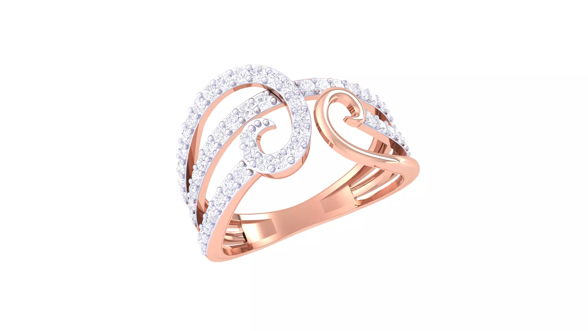 Golden Whirl Diamond Ring 3D print model