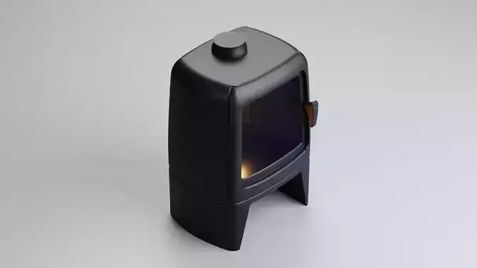 Compact Modern Fireplace Stove 3D Model High and Low Poly