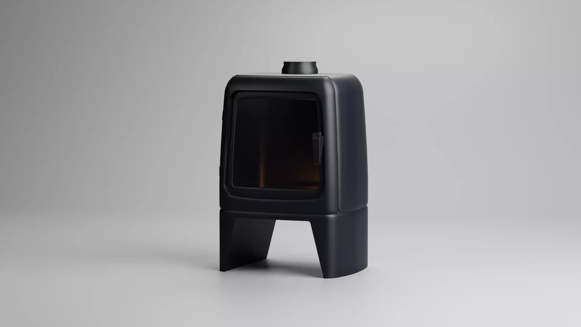 Compact Modern Fireplace Stove 3D Model High and Low Poly Low-poly 3D model_1