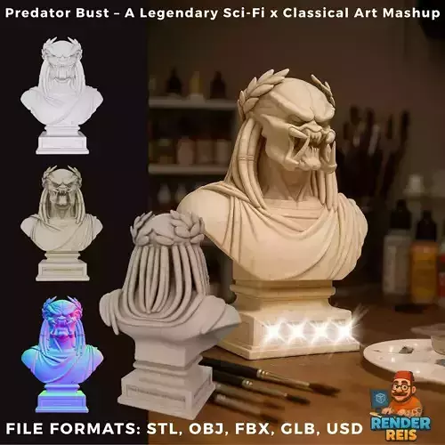Predator Bust  A Legendary Sci Fi x Classical Art Mashup
