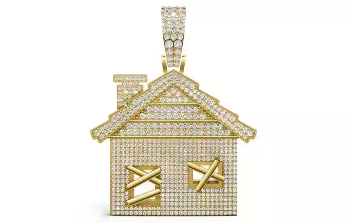 Diamond Iced Out House Pendant 3D print model