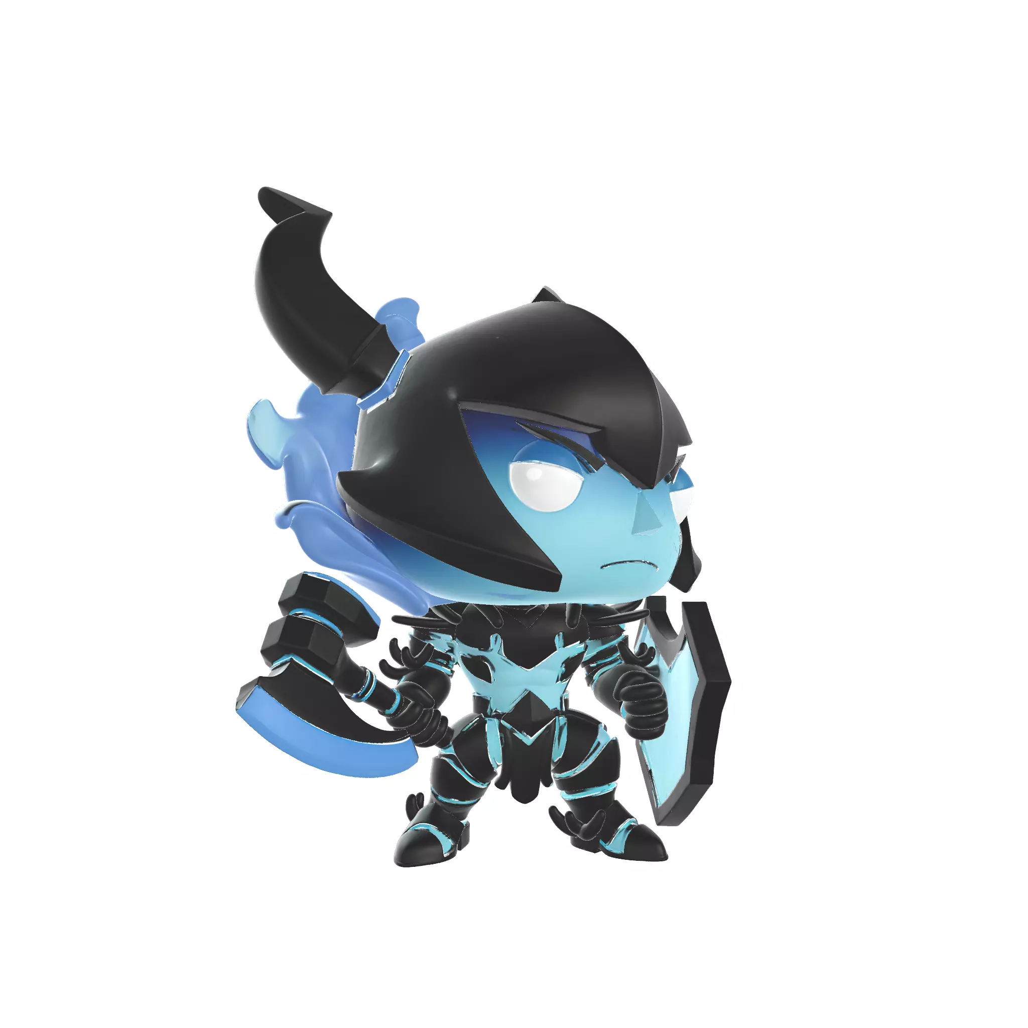 Solo Leveling Warrior Chibi Knight with Axe and Shield 3D print model_1