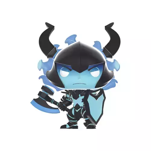 Solo Leveling Warrior Chibi Knight with Axe and Shield