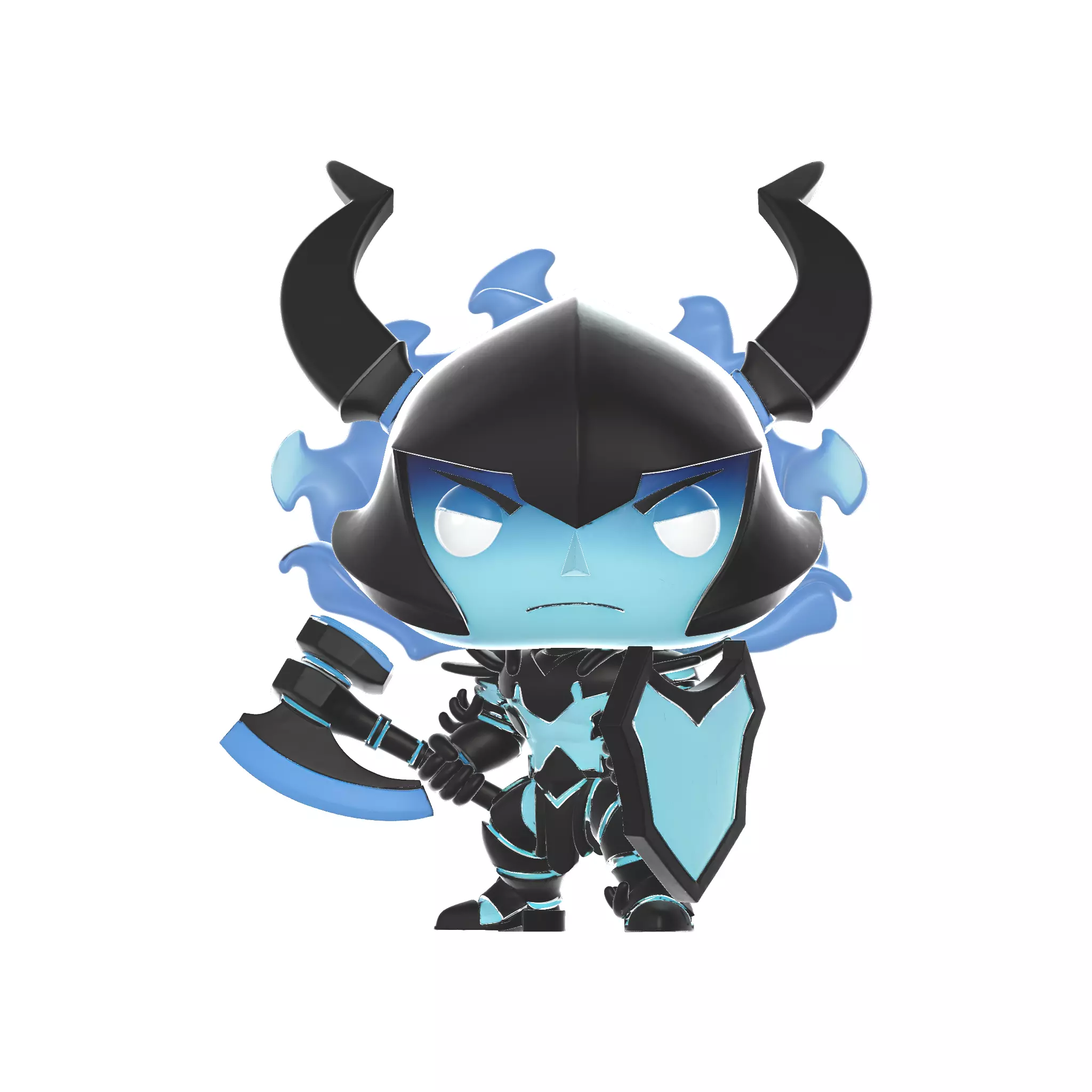 Solo Leveling Warrior Chibi Knight with Axe and Shield 3D print model_0