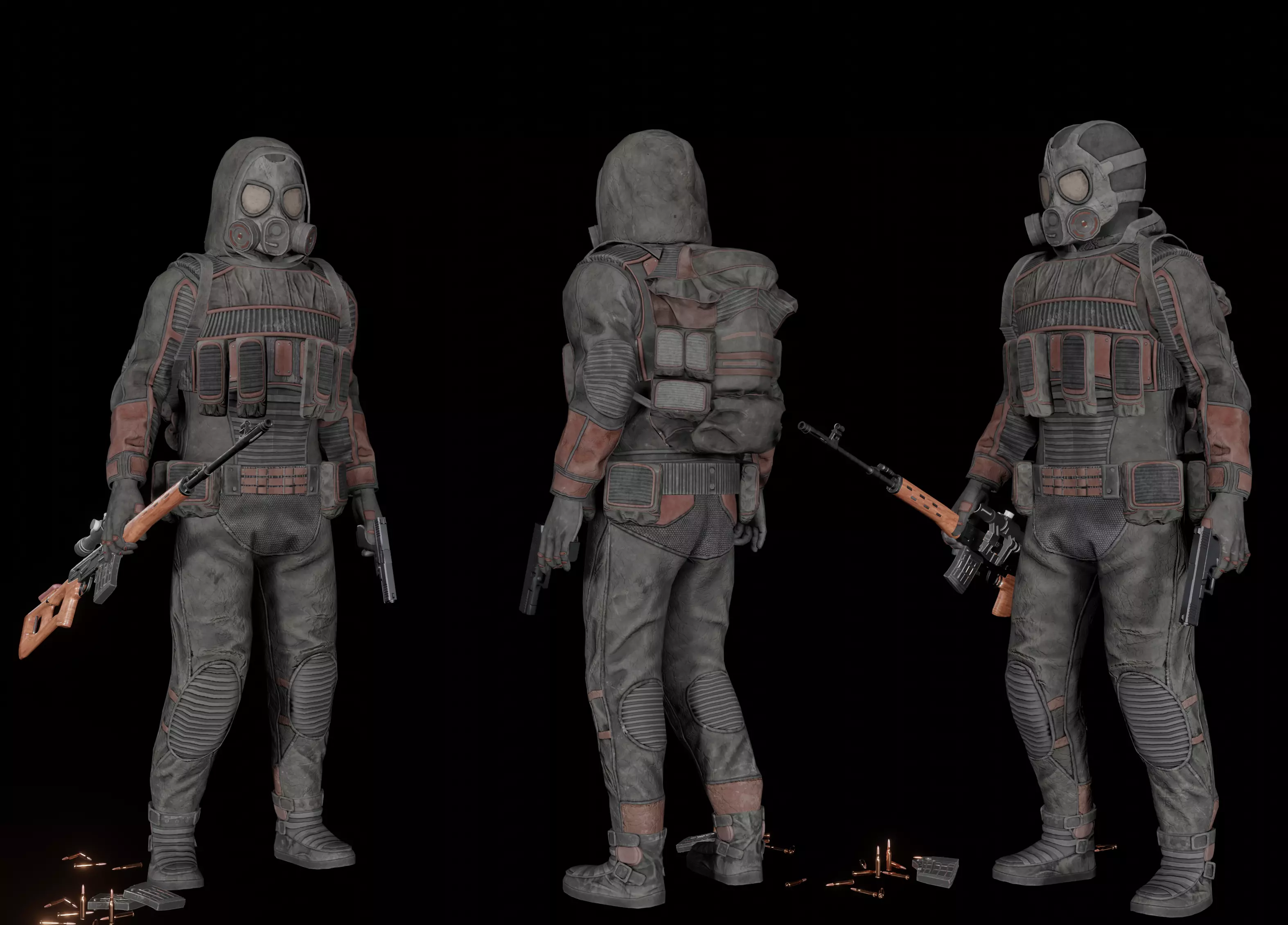 Stalker like hazmat suit Low-poly 3D model_3