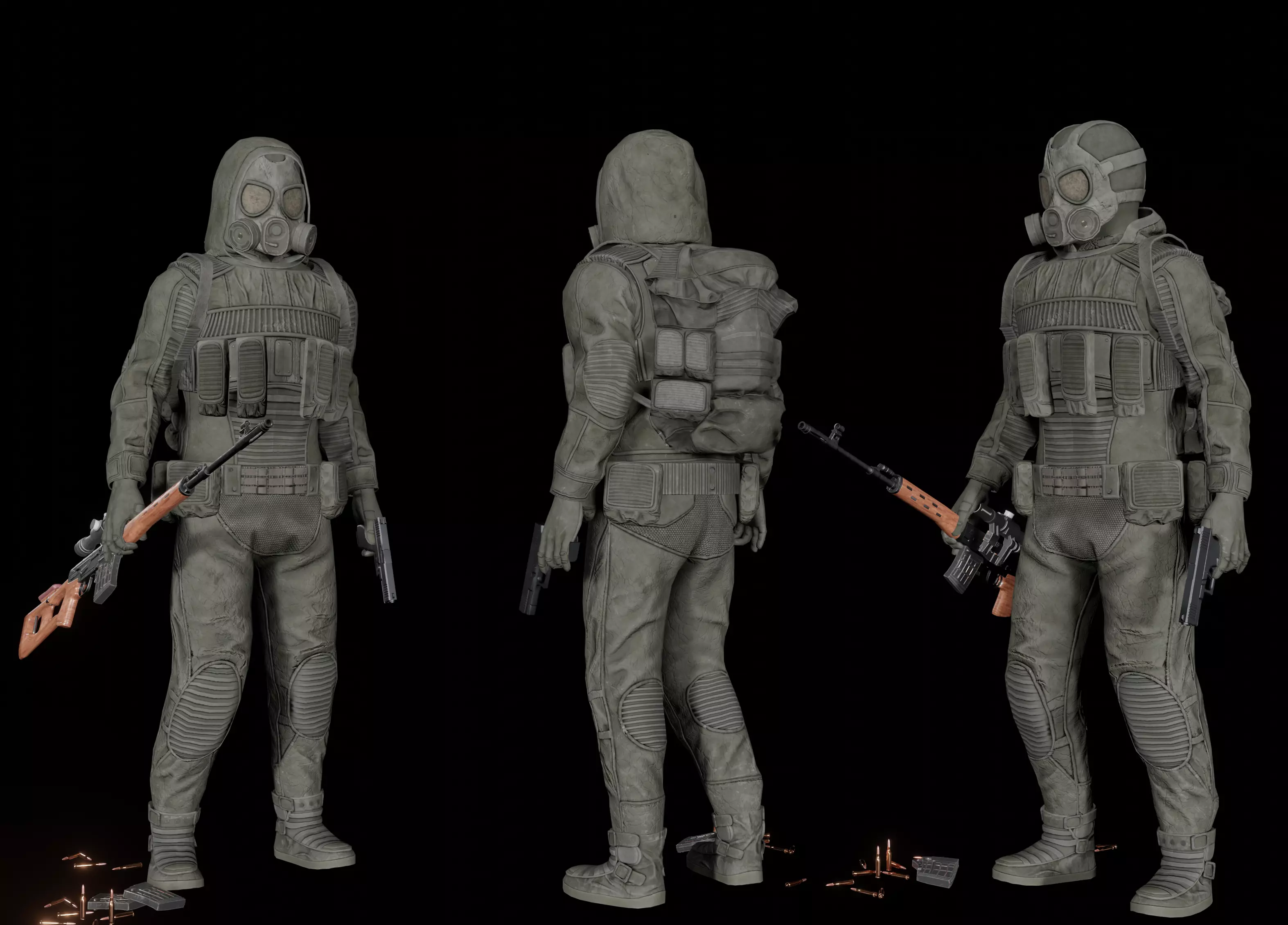 Stalker like hazmat suit Low-poly 3D model_8