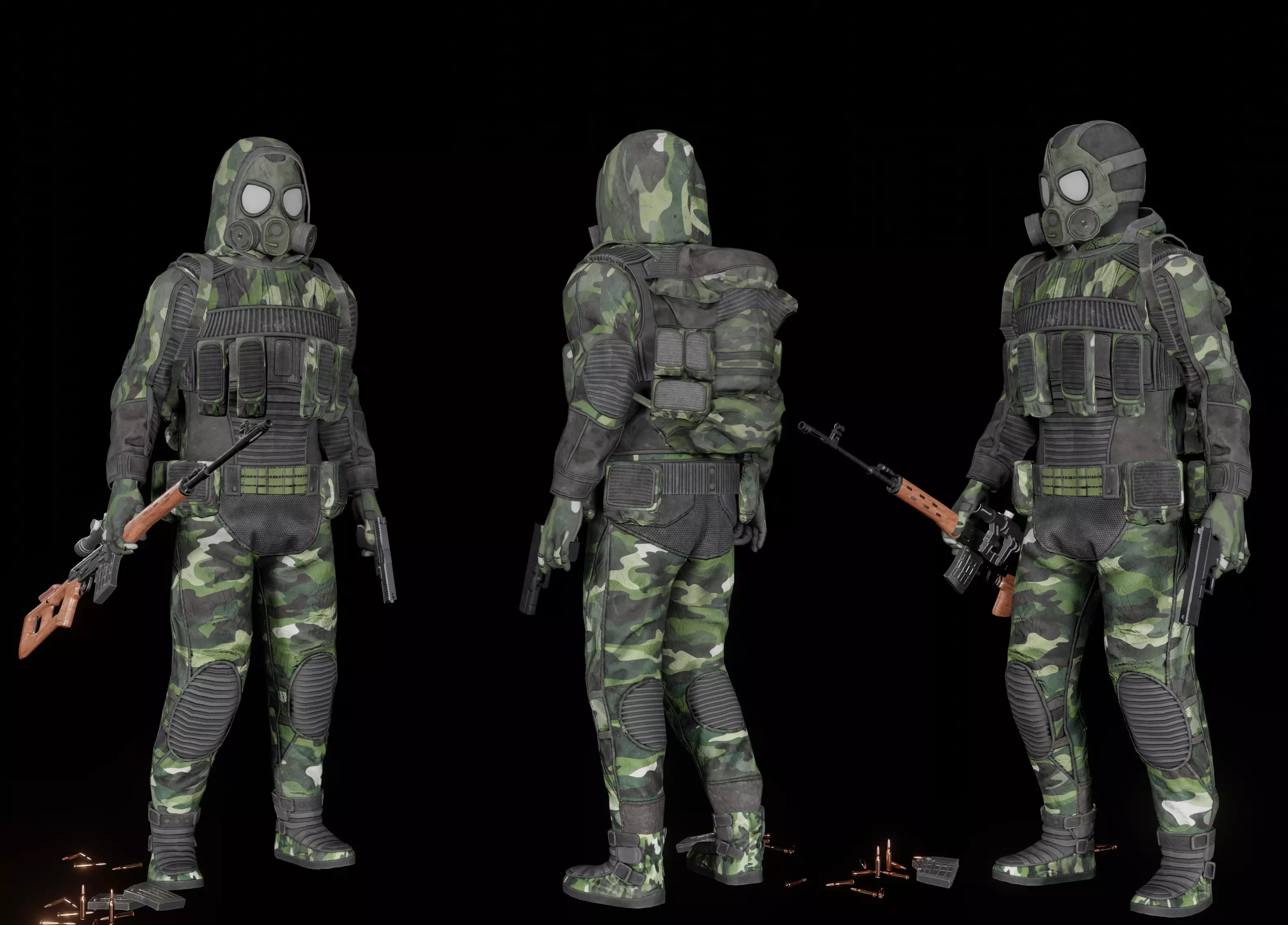Stalker like hazmat suit Low-poly 3D model_5