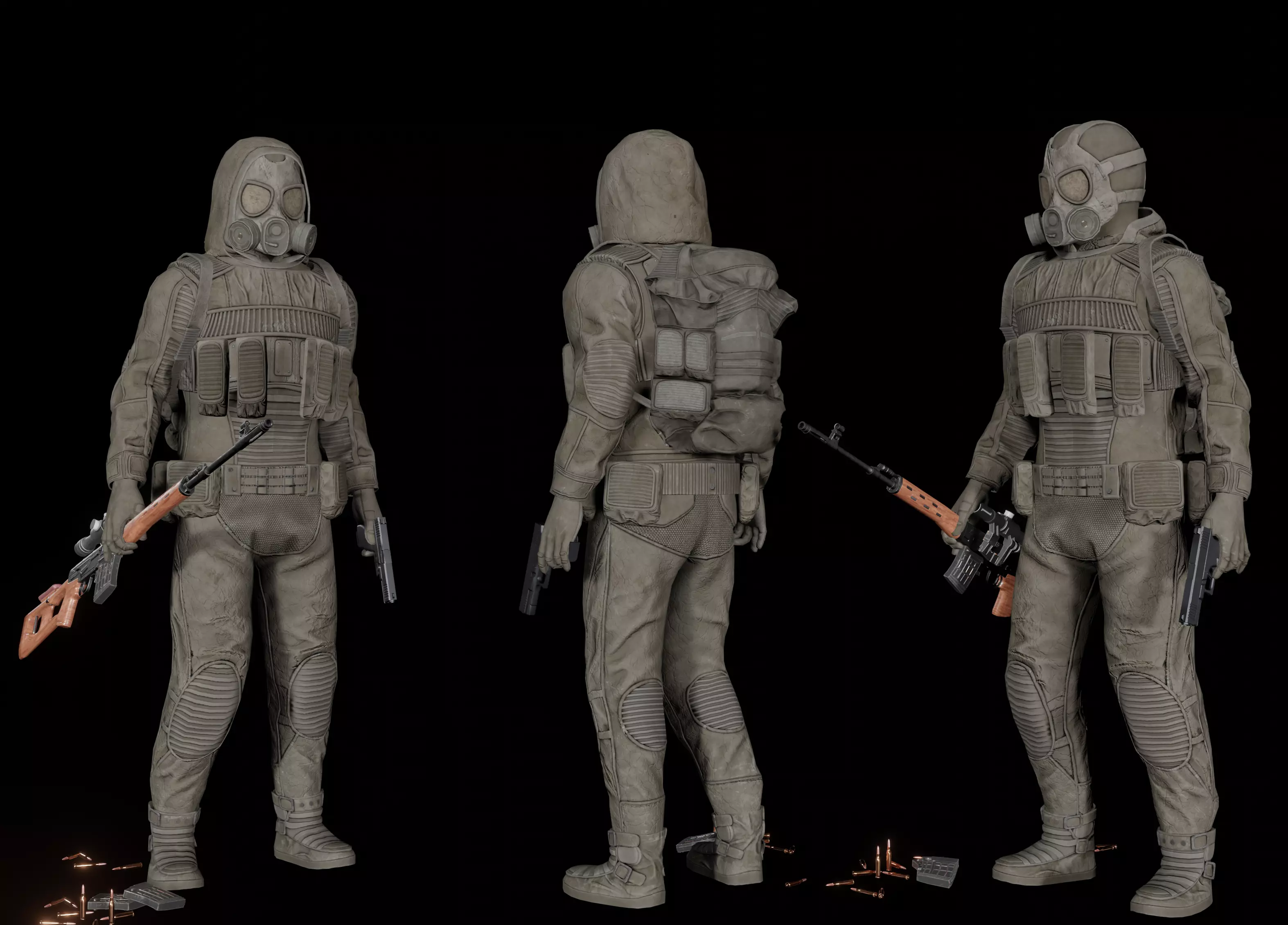 Stalker like hazmat suit Low-poly 3D model_10