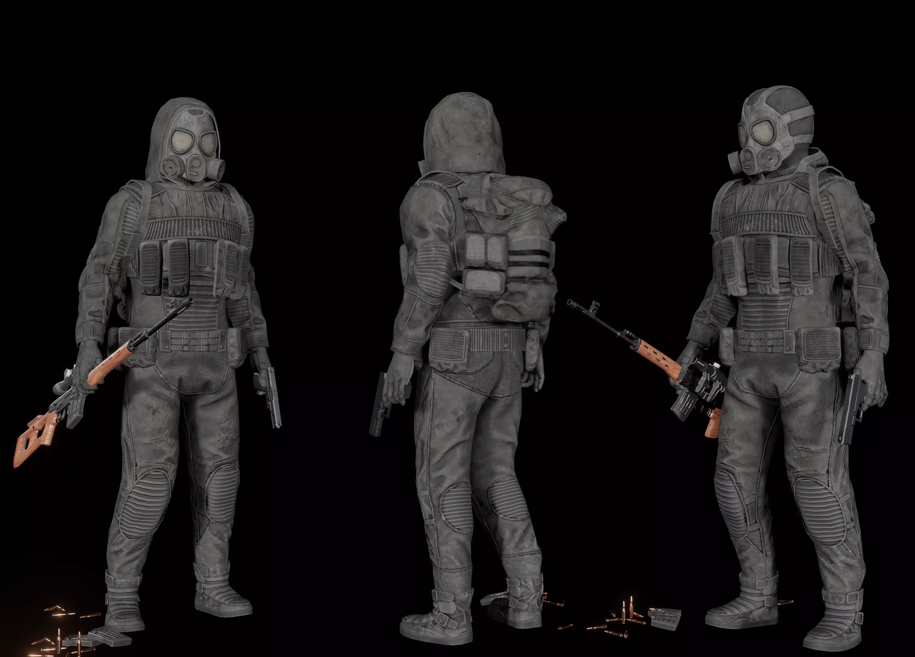 Stalker like hazmat suit Low-poly 3D model_4