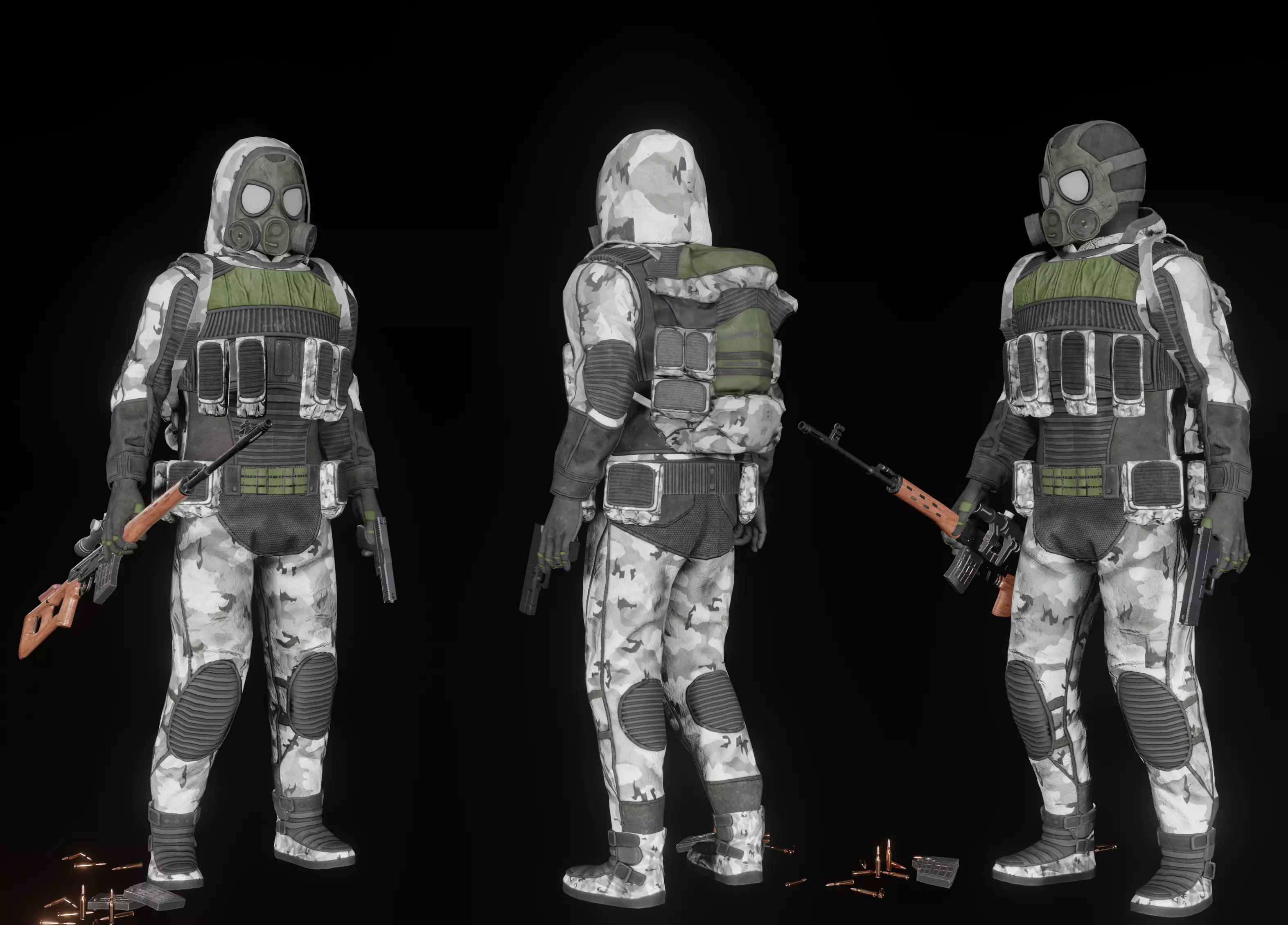 Stalker like hazmat suit Low-poly 3D model_6