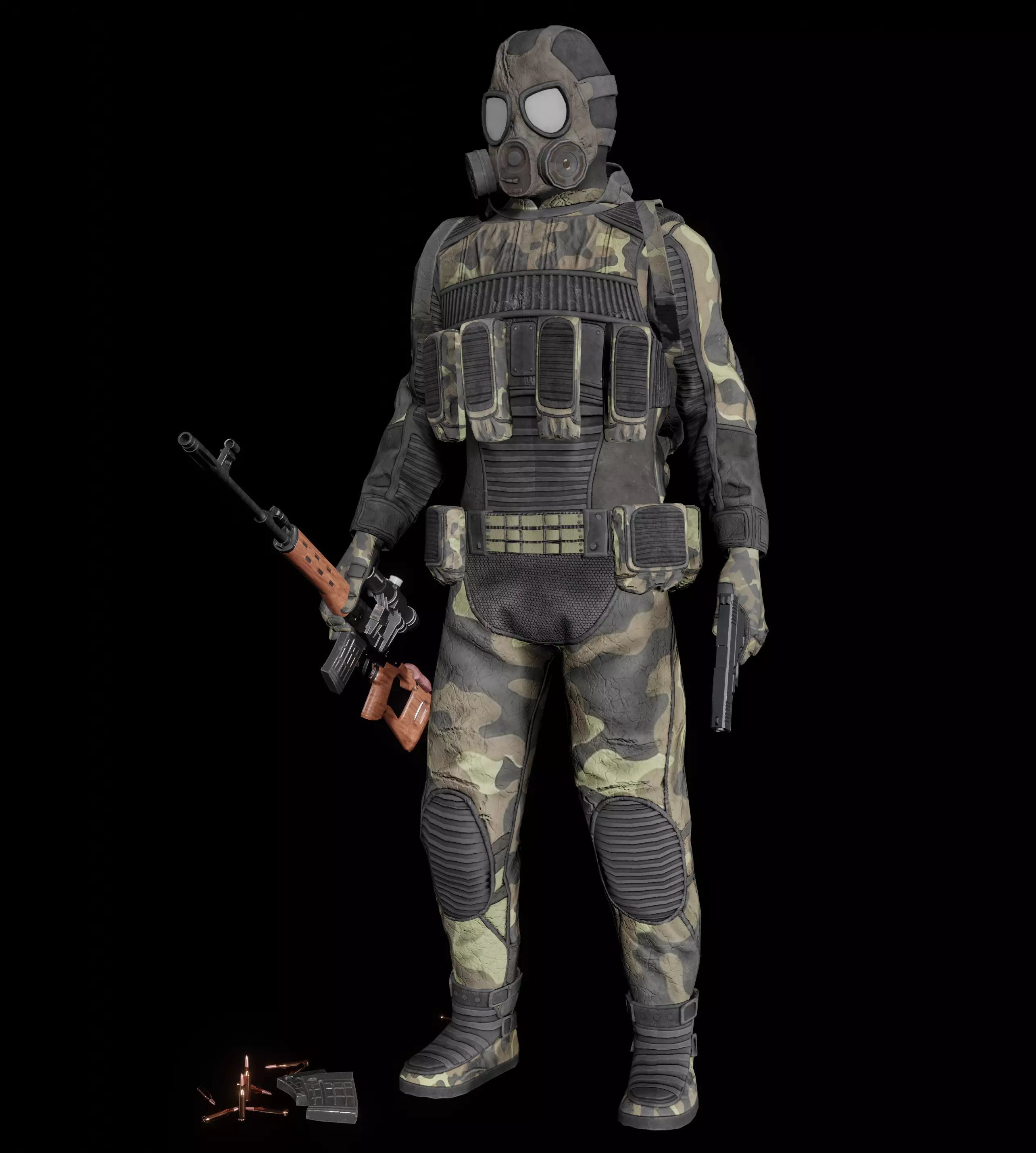 Stalker like hazmat suit Low-poly 3D model_2