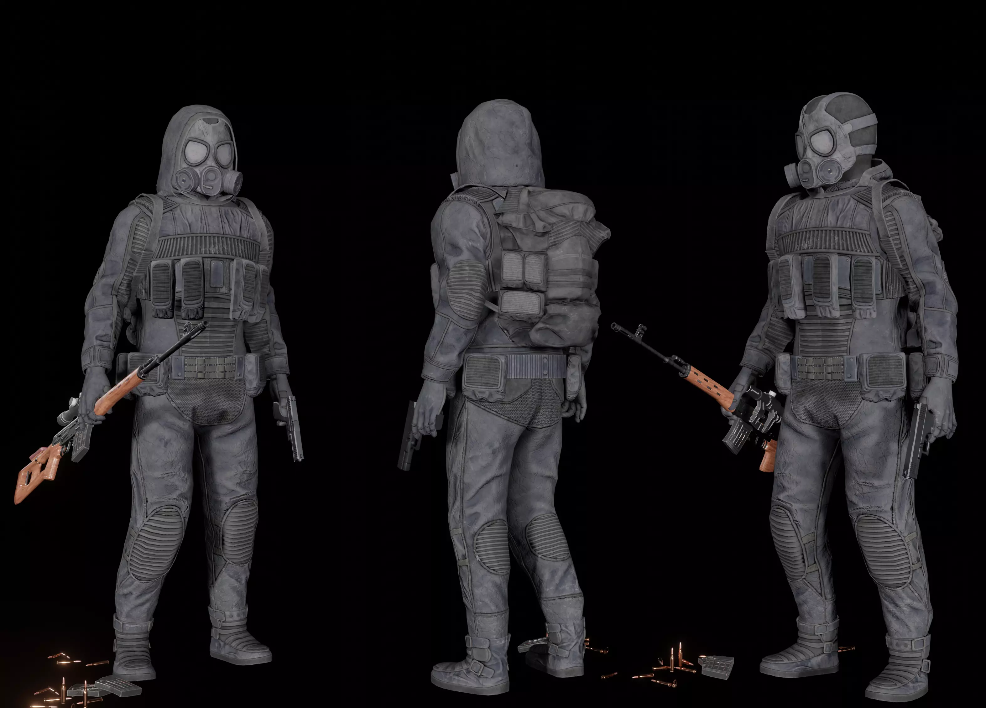 Stalker like hazmat suit Low-poly 3D model_7