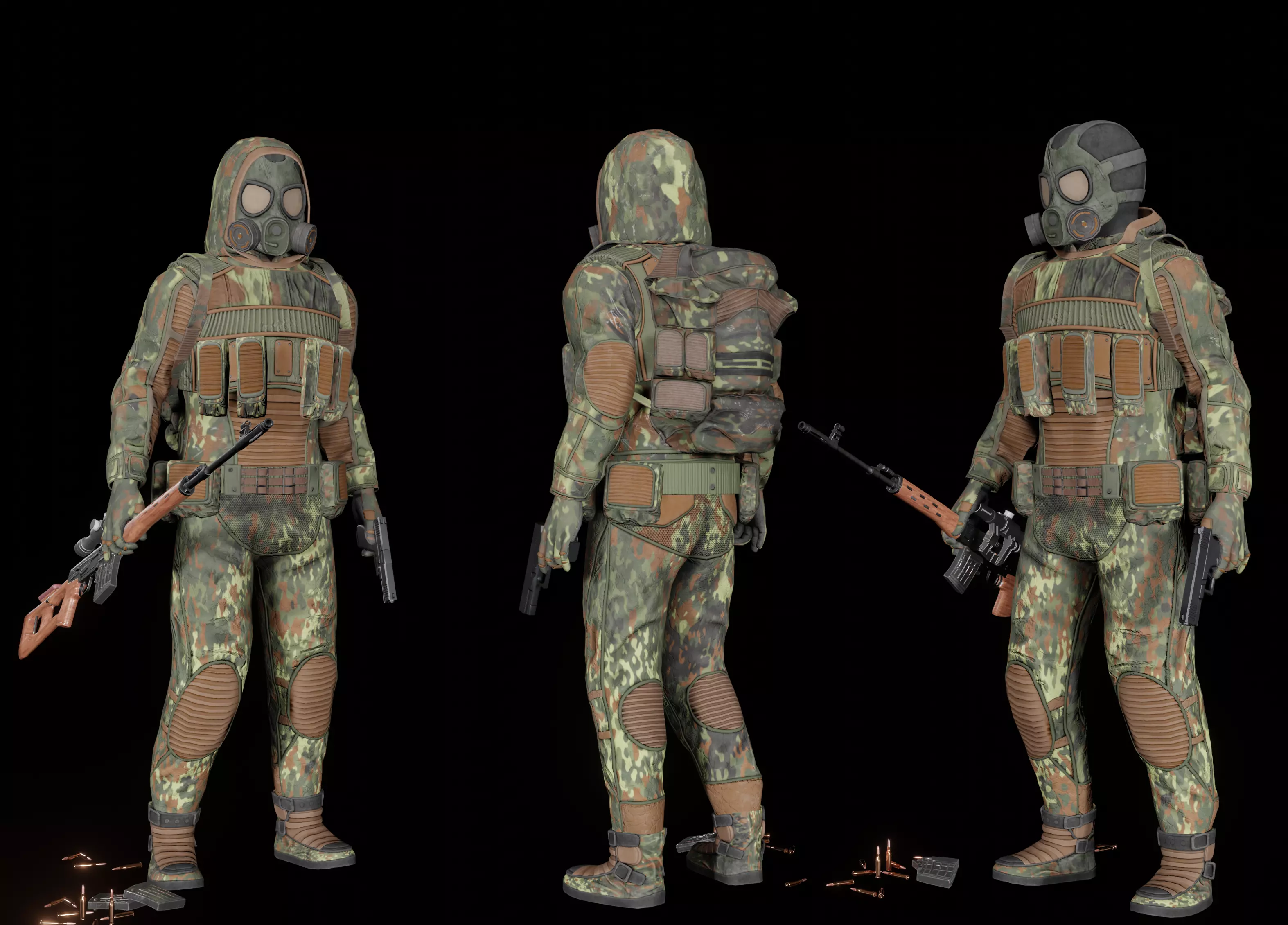 Stalker like hazmat suit Low-poly 3D model_9