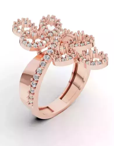 Elegant Diamond Leaf Ring
