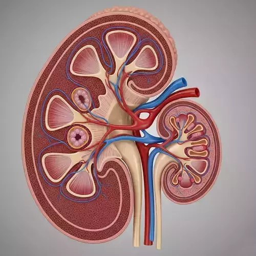 Human Kidney Cross-Section 3D Model Low-poly 3D model