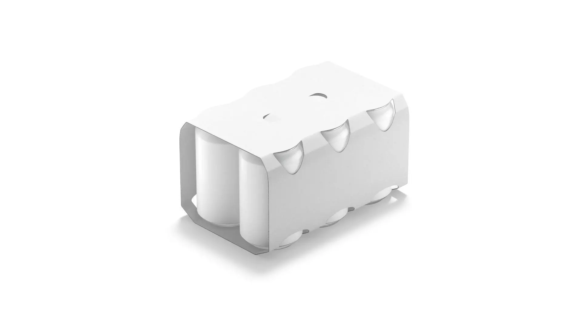 White Six 330ml Can Cardboard Pack - with beer or soda drink  3D model_1