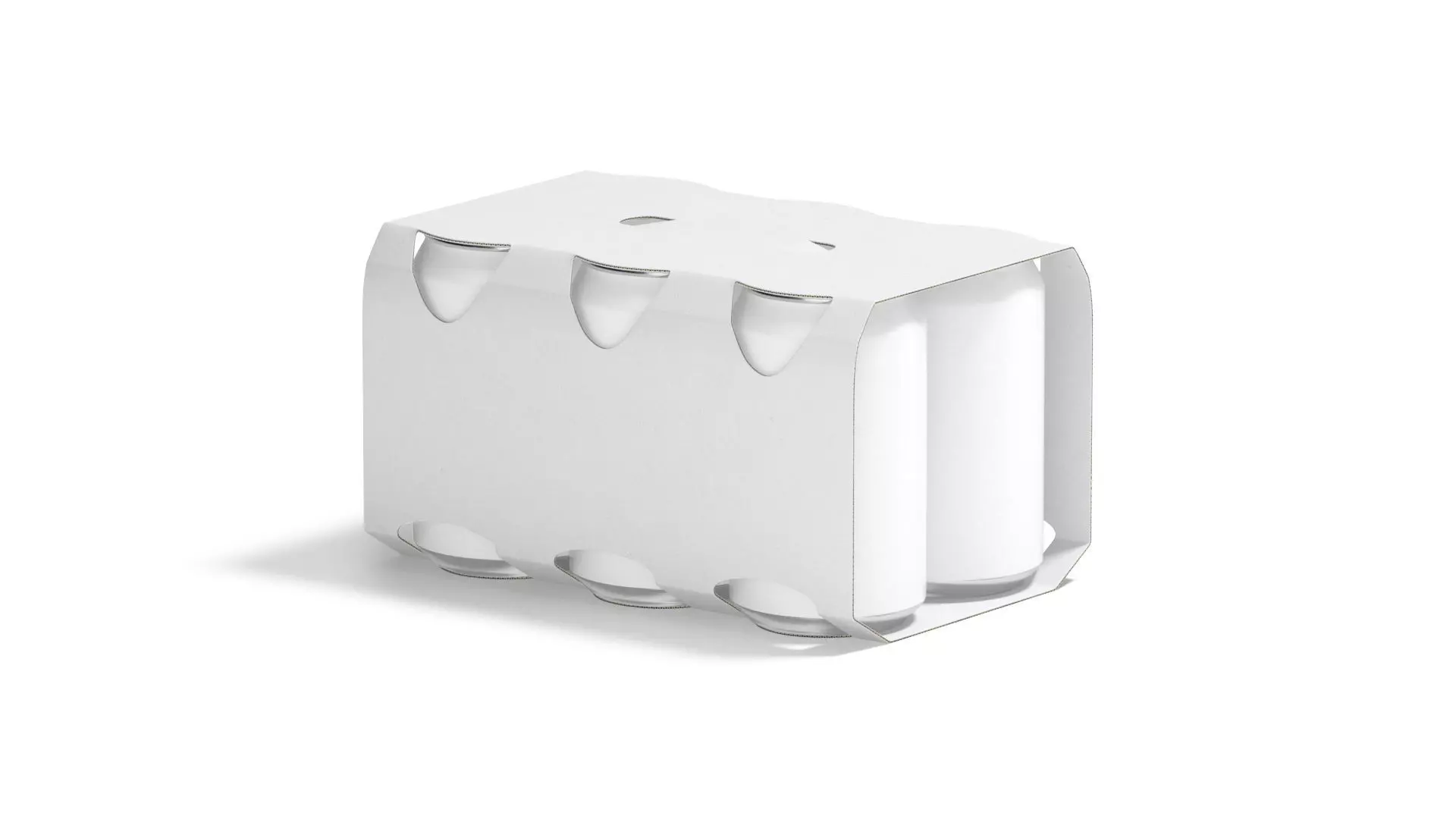 White Six 330ml Can Cardboard Pack - with beer or soda drink  3D model_0